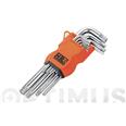 JUEGO LLAVE TORX INVIOLABLE LARGA 9 PIEZAS T-9 A T-55 ALYCO